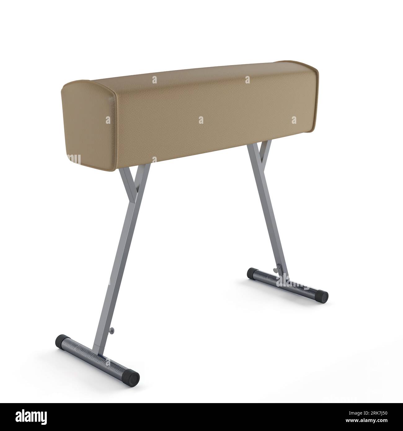 An isolated gymnastics jumping horse in a studio setting, no people or