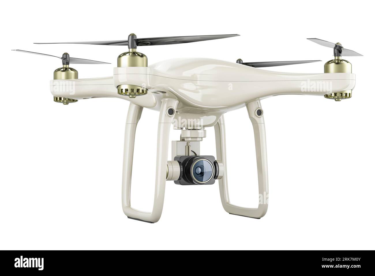 White Drone, closeup, 3D rendering isolated on white background Stock ...