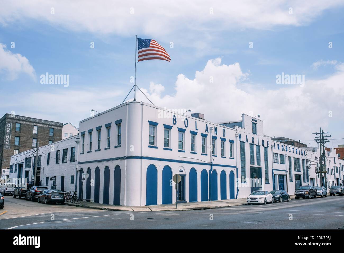 NEW ORLEANS, LA, USA - AUGUST 21, 2023: Boland Marine and Industrial machine shop in the Warehouse District Stock Photo