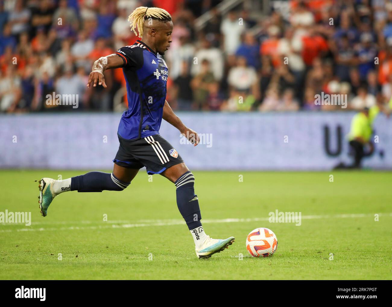 August 23, 2023 FC Cincinnati's Sergio Santos attempts a penalty kick during a Lamar Hunt US