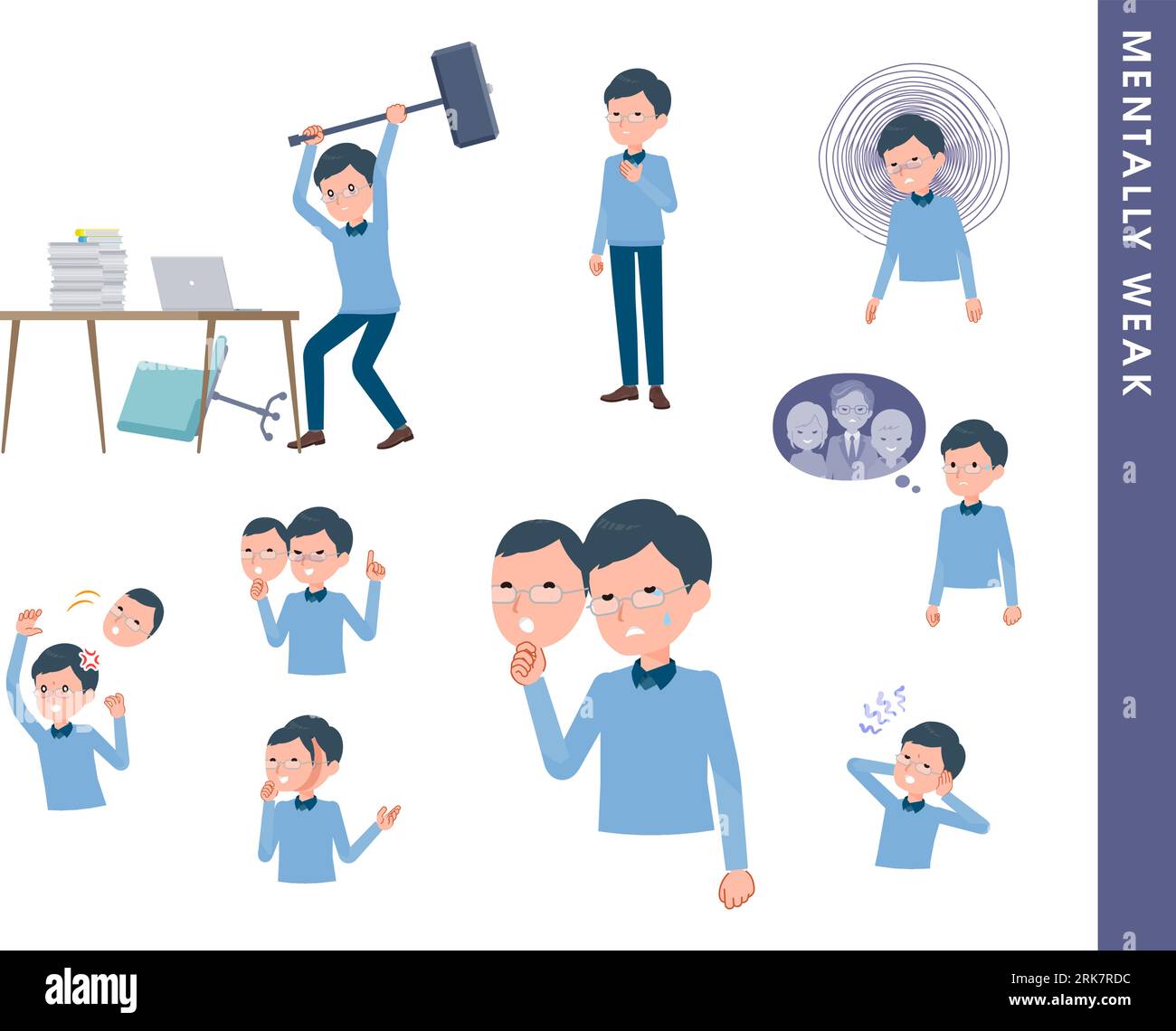 A set of dad spirit is weak.It's vector art so easy to edit. Stock Vector