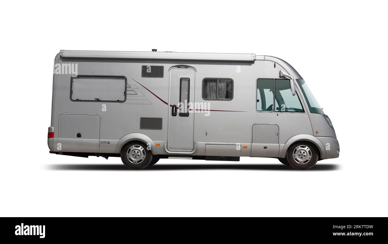 Hymer B660 SL motorhome, side view isolated on white background Stock Photo