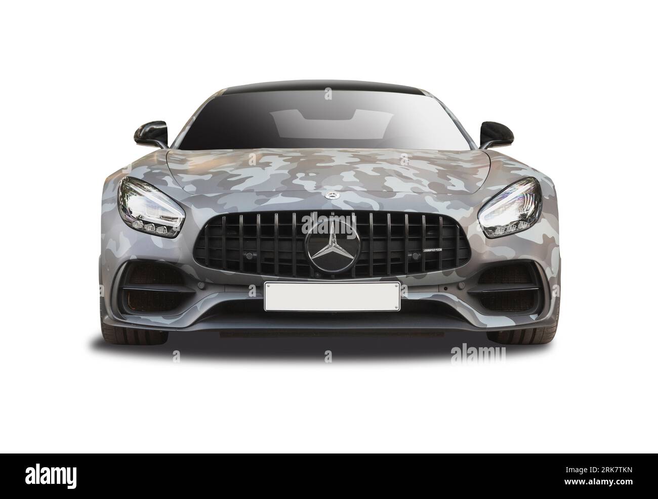 Mercedes-Benz AMG GT car front view isolated on white background Stock Photo