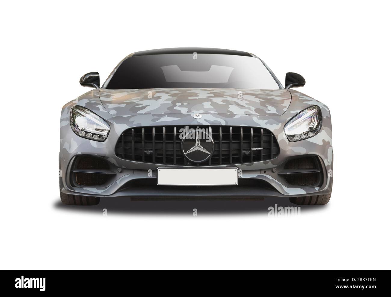 Mercedes-Benz AMG GT car front view isolated on white background Stock