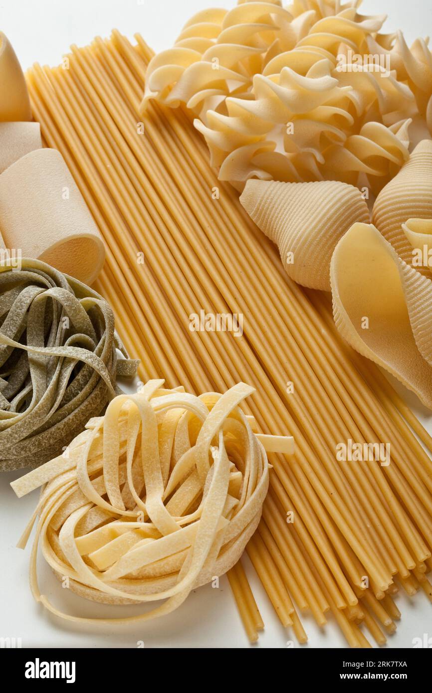 Pasta Background, Original Italian Variety Spaghetti, Conchiglioni