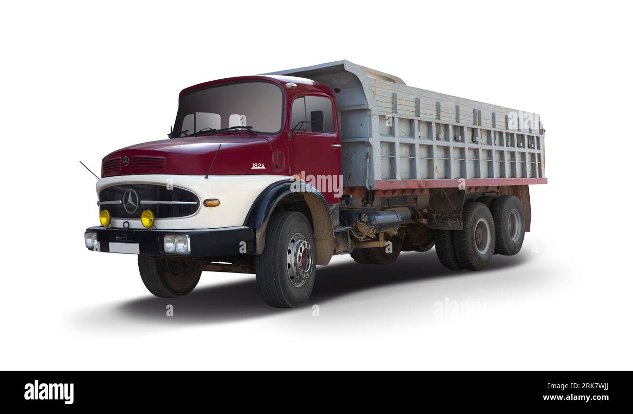 Mercedes-Benz classic truck 1824 side view isolated on white background Stock Photo