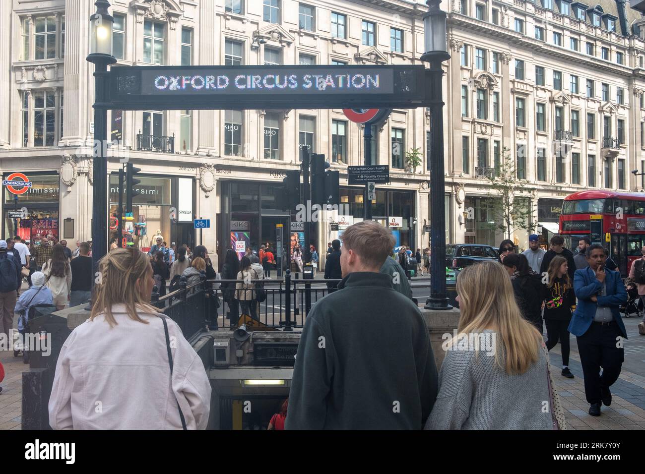 LONDON JULY 25, 2023 Shoppers at Oxford Circus, underground station