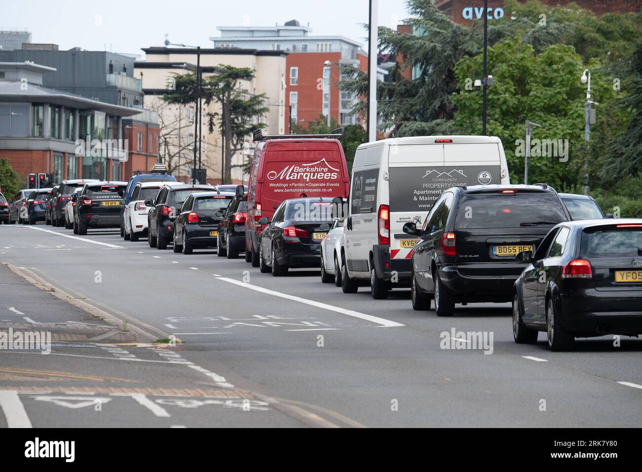 Slough, Berkshire, UK. 24th August, 2023. Bus Lanes were put on the A4 Bath Road through Slough