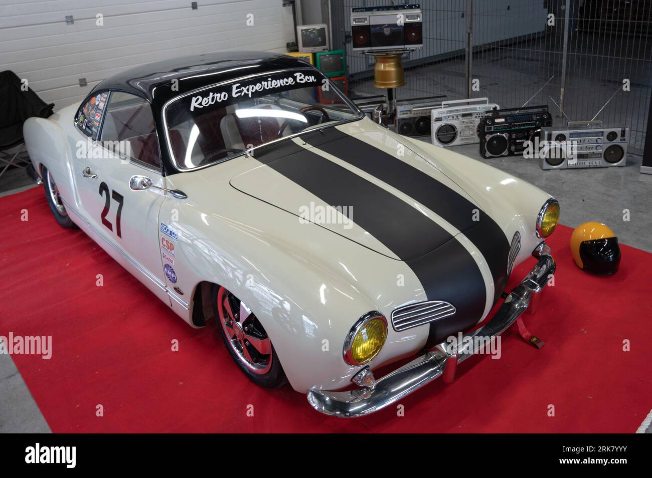 Front view of a classic sports car racing Volkswagen Karmann Ghia type ...