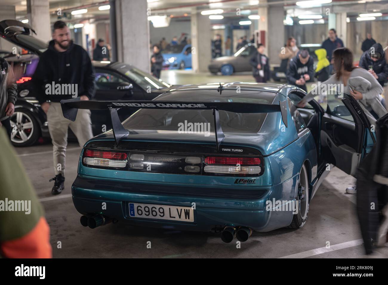 Rear view of a classic Japanese sports car Nissan 300ZX Z32 in blue color Stock Photo
