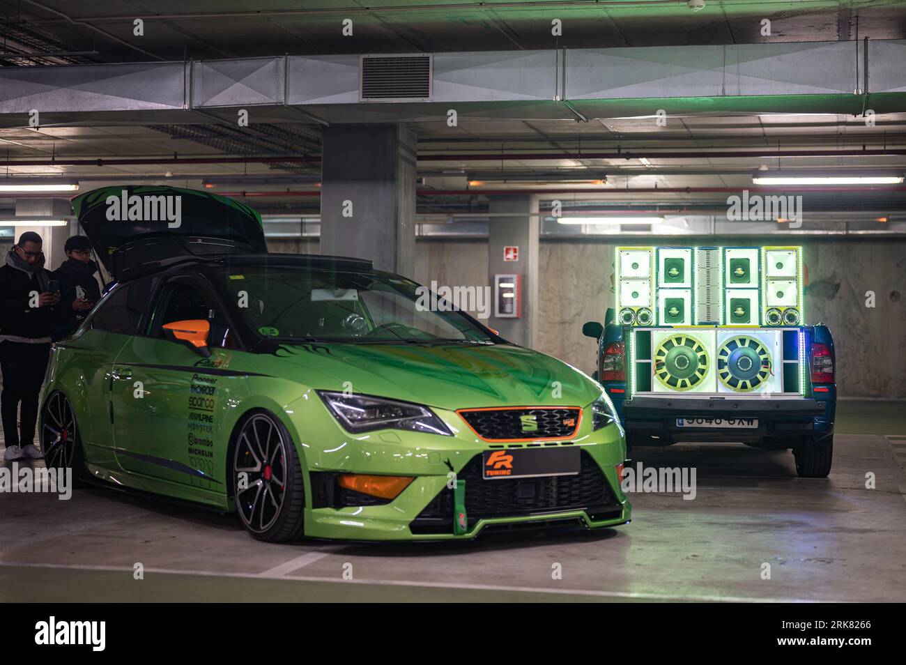 https://c8.alamy.com/comp/2RK8266/front-view-of-a-third-generation-green-seat-leon-at-a-tuning-car-rally-2RK8266.jpg