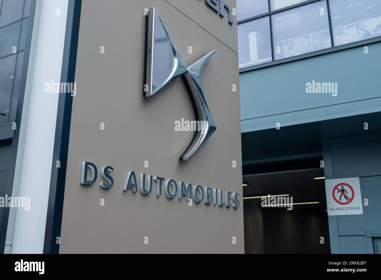 LONDON- JULY 31, 2023: DS Automobiles dealer- French luxury-premium vehicle marque of Automobiles Citroën Stock Photo