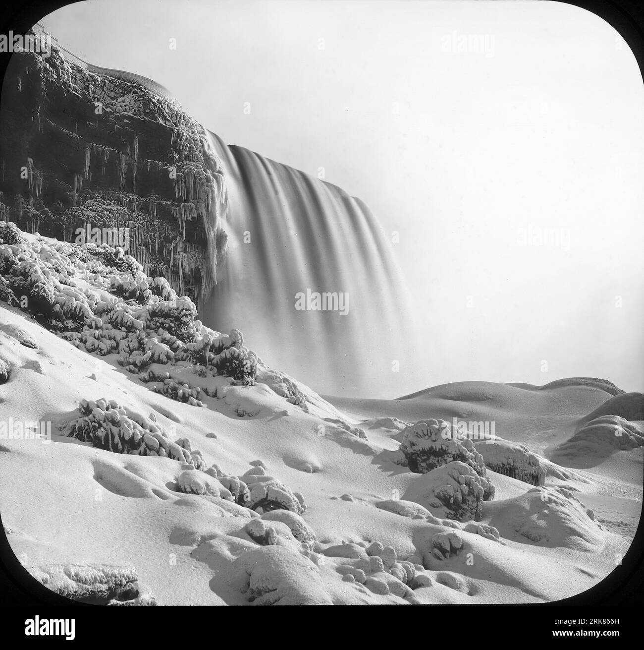 Niagara Falls - Photographer: H. J. Newton - Manufactured under direction of Prof. Albert S. Bickmore - Antique glass lantern slide (American format) Stock Photo