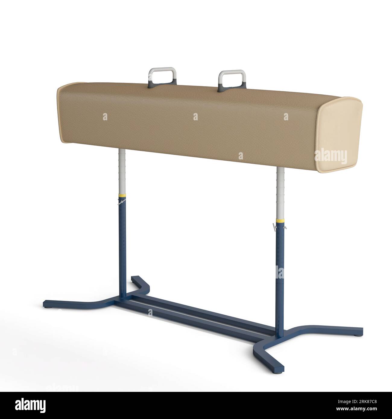 An image of a gymnastics equipment rack with standing stillers securely