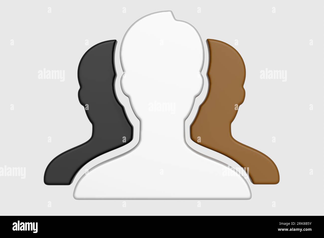 Group of people, racial diversity icon. Three people of different skin ...