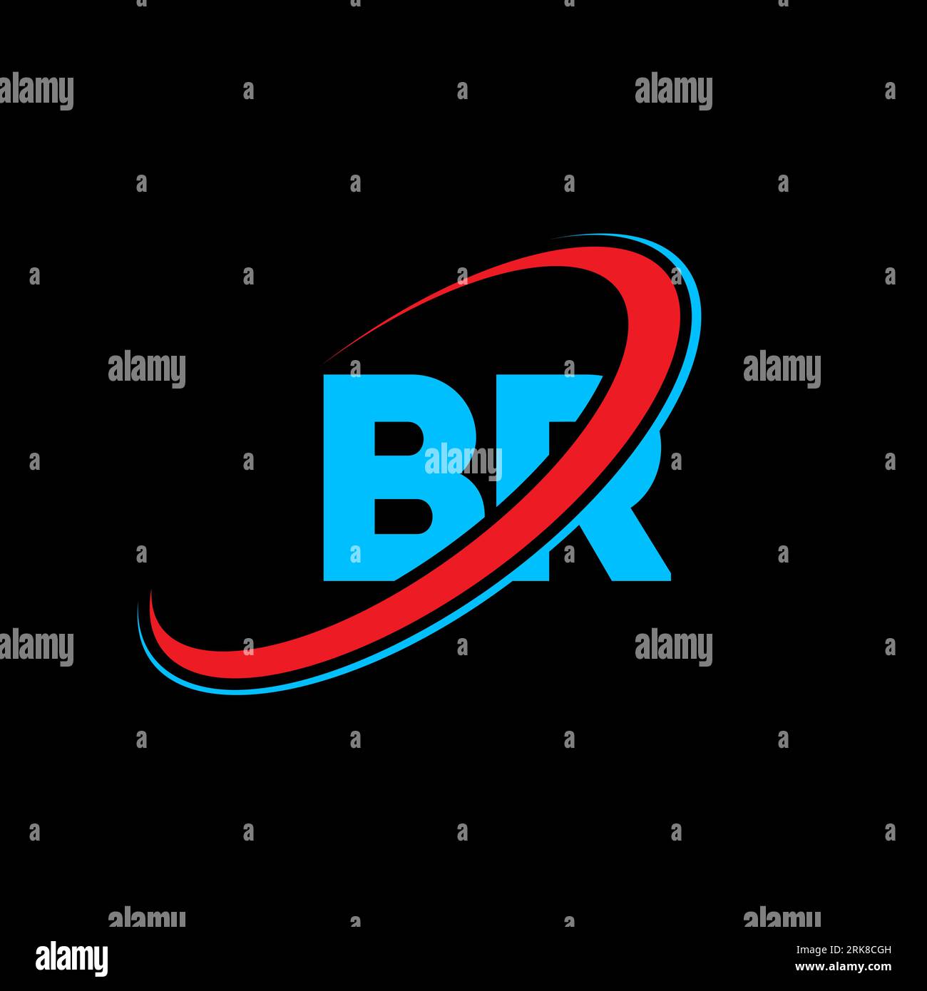 BR B R letter logo design. Initial letter BR linked circle uppercase ...