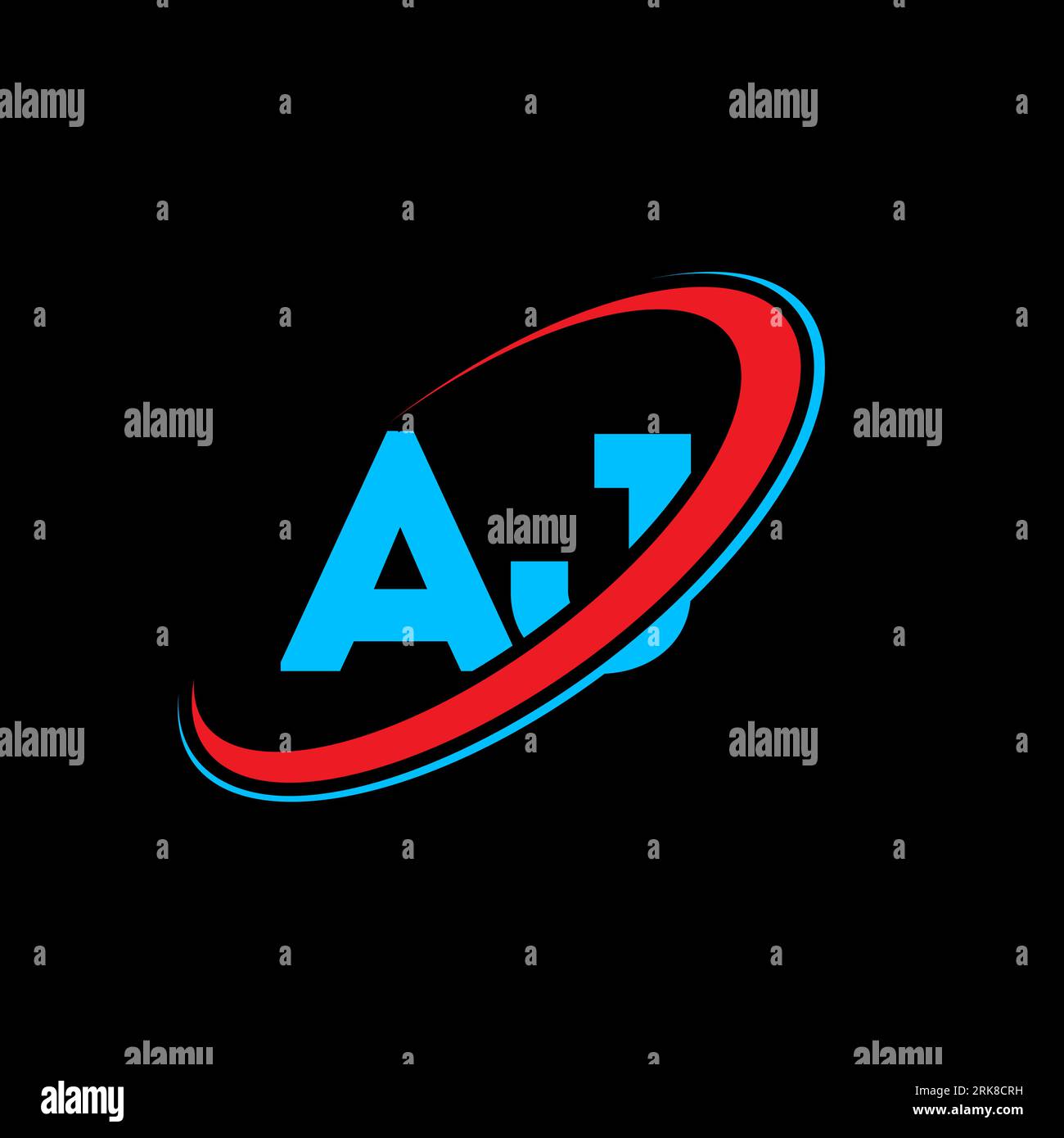 AJ A J letter logo design. Initial letter AJ linked circle uppercase monogram logo red and blue. AJ logo, A J design. aj, a j Stock Vector