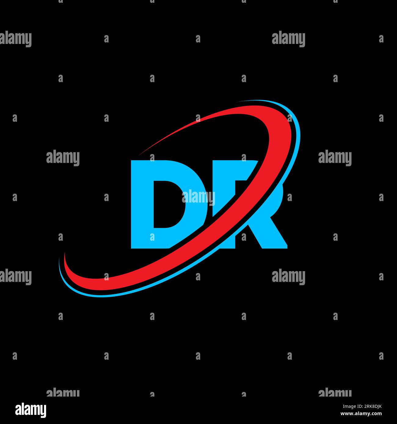 DR D R letter logo design. Initial letter DR linked circle uppercase ...