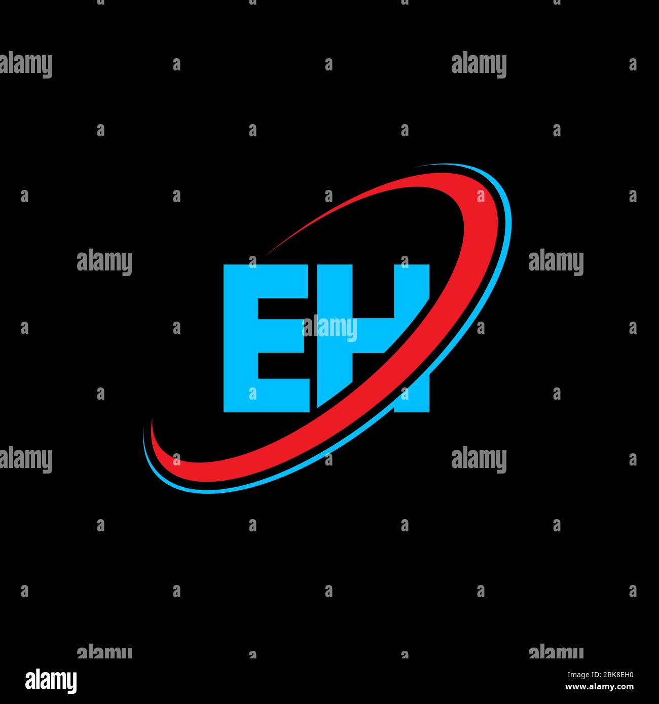 EH E H letter logo design. Initial letter EH linked circle uppercase ...