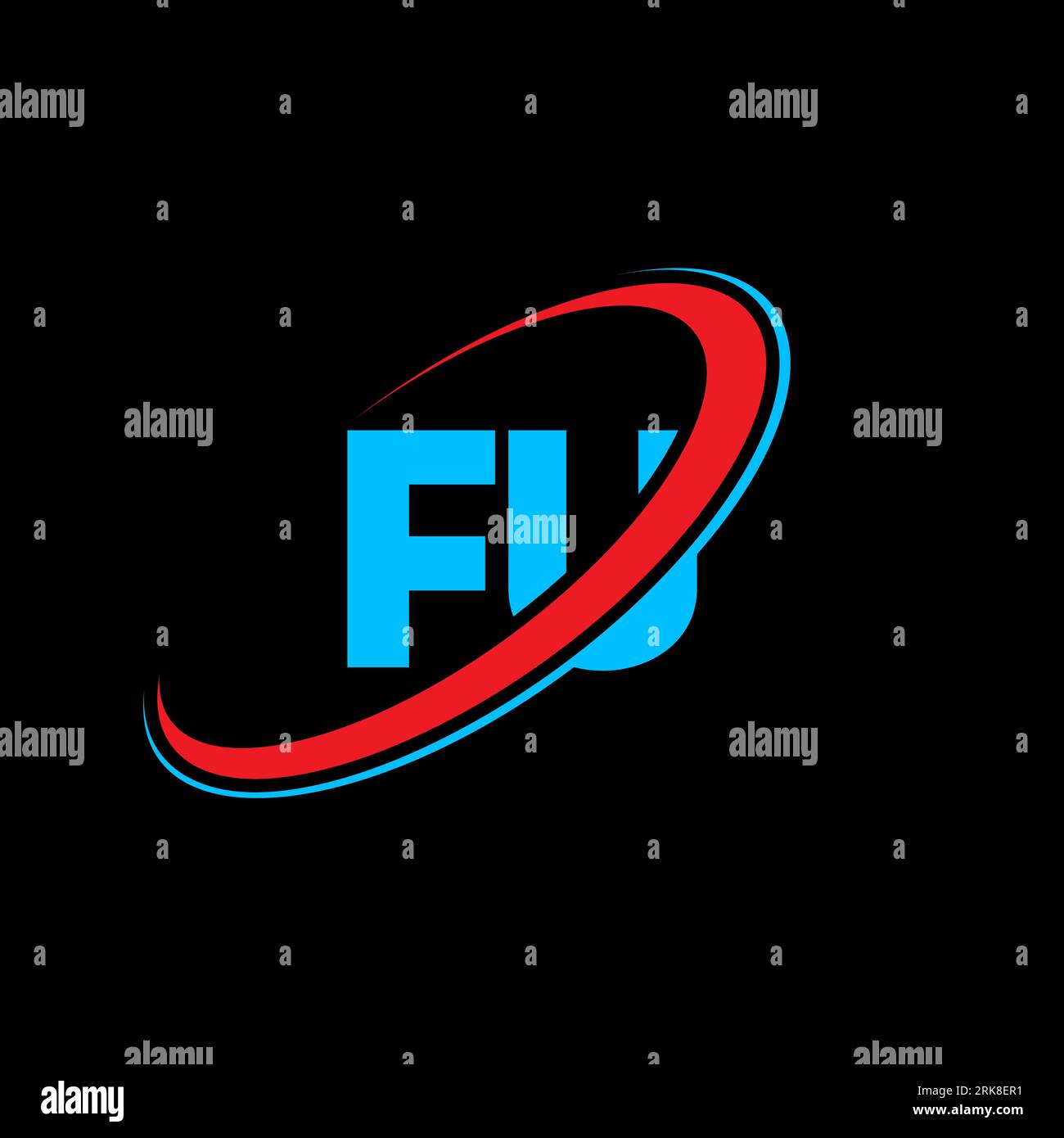 FU F U letter logo design. Initial letter FU linked circle uppercase ...