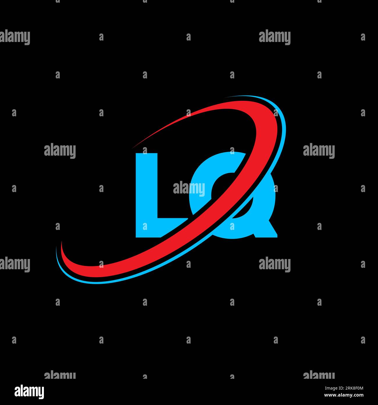 LQ L Q letter logo design. Initial letter LQ linked circle uppercase