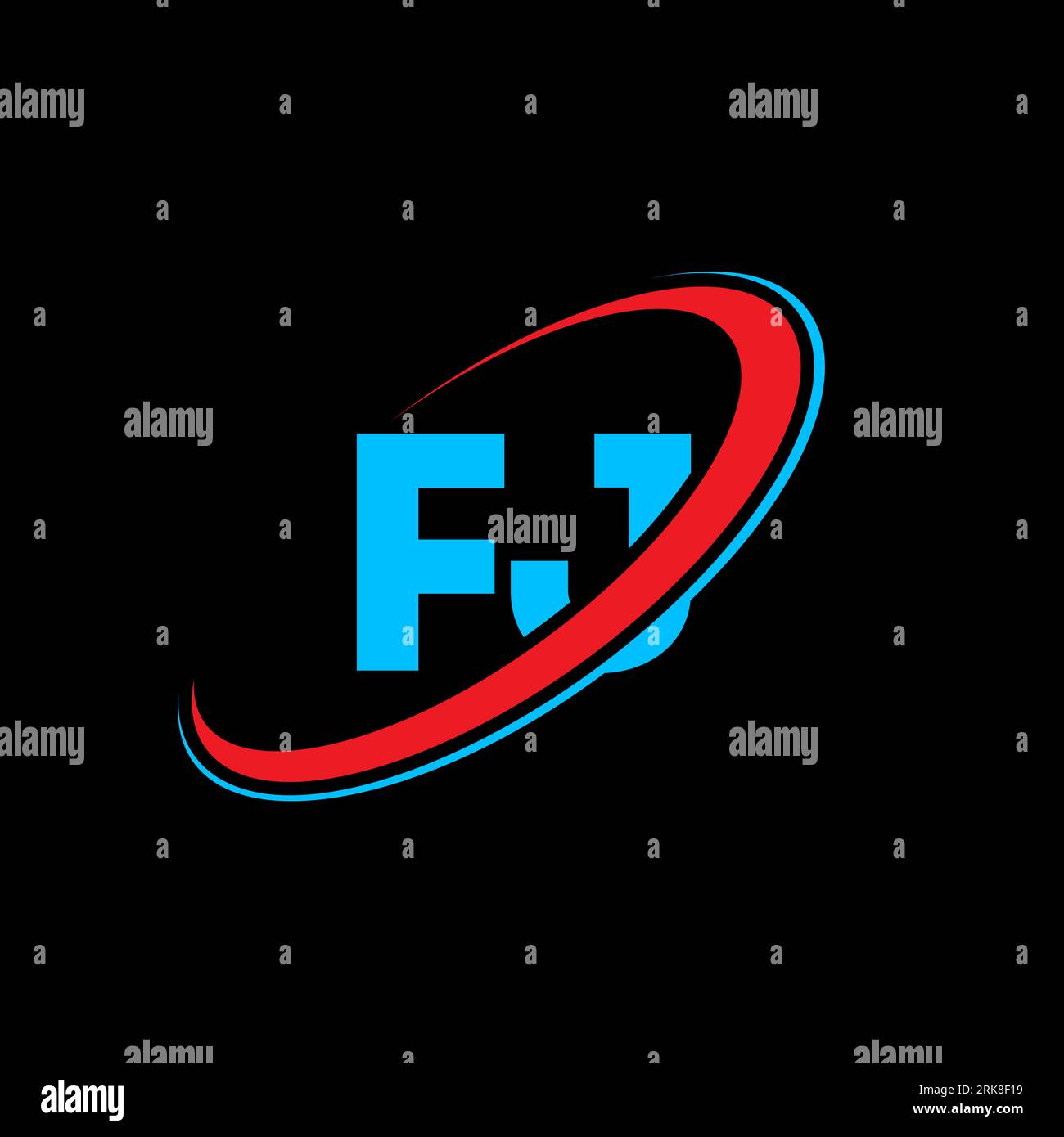 FJ F J letter logo design. Initial letter FJ linked circle uppercase ...