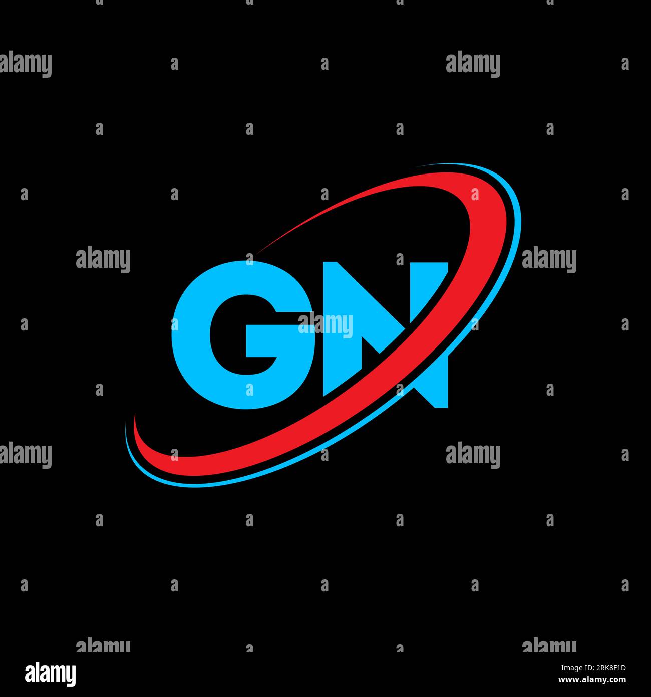 GN G N letter logo design. Initial letter GN linked circle uppercase ...