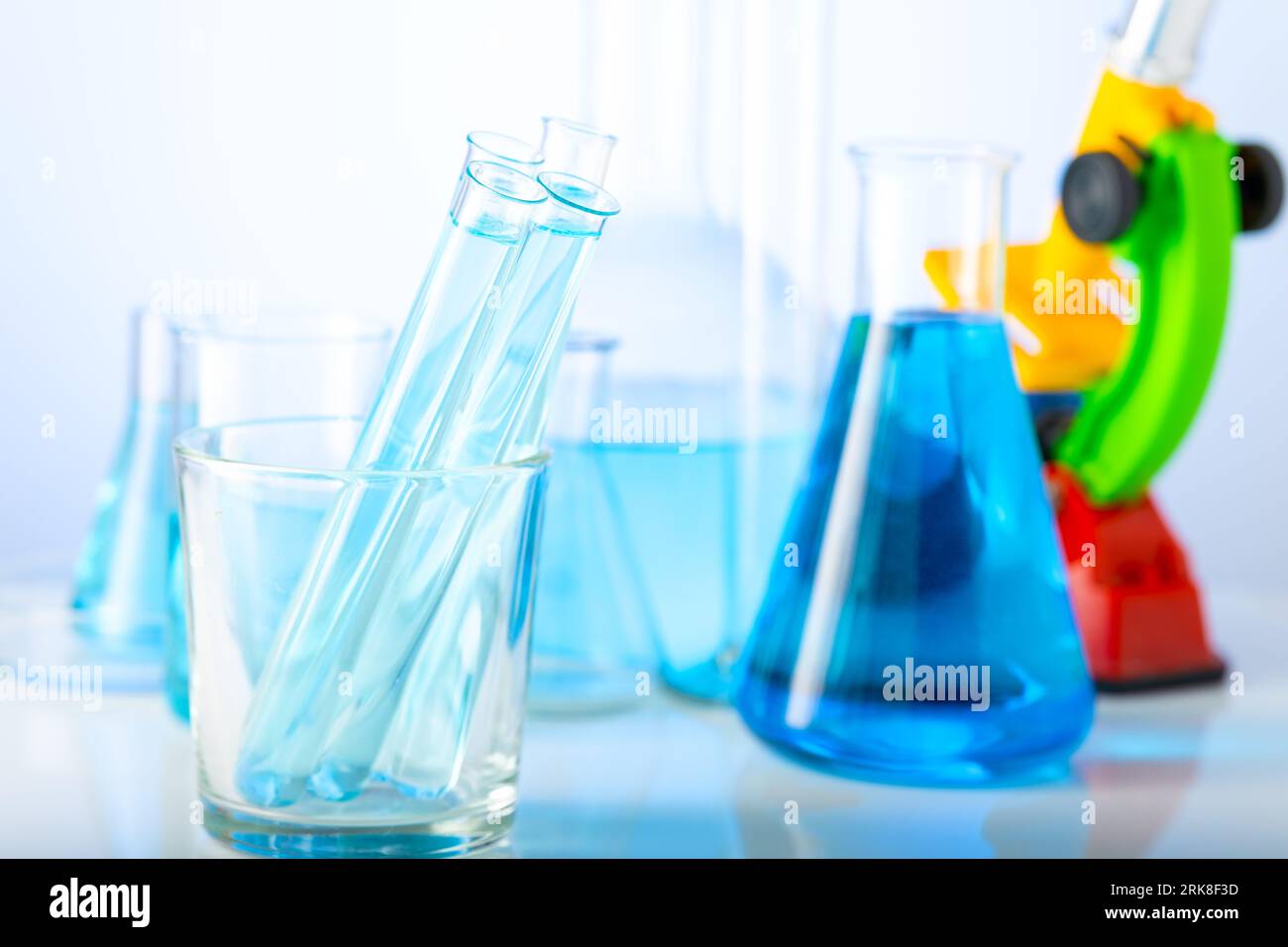 Chemical laboratory with glass test tubes and flasks Stock Photo - Alamy