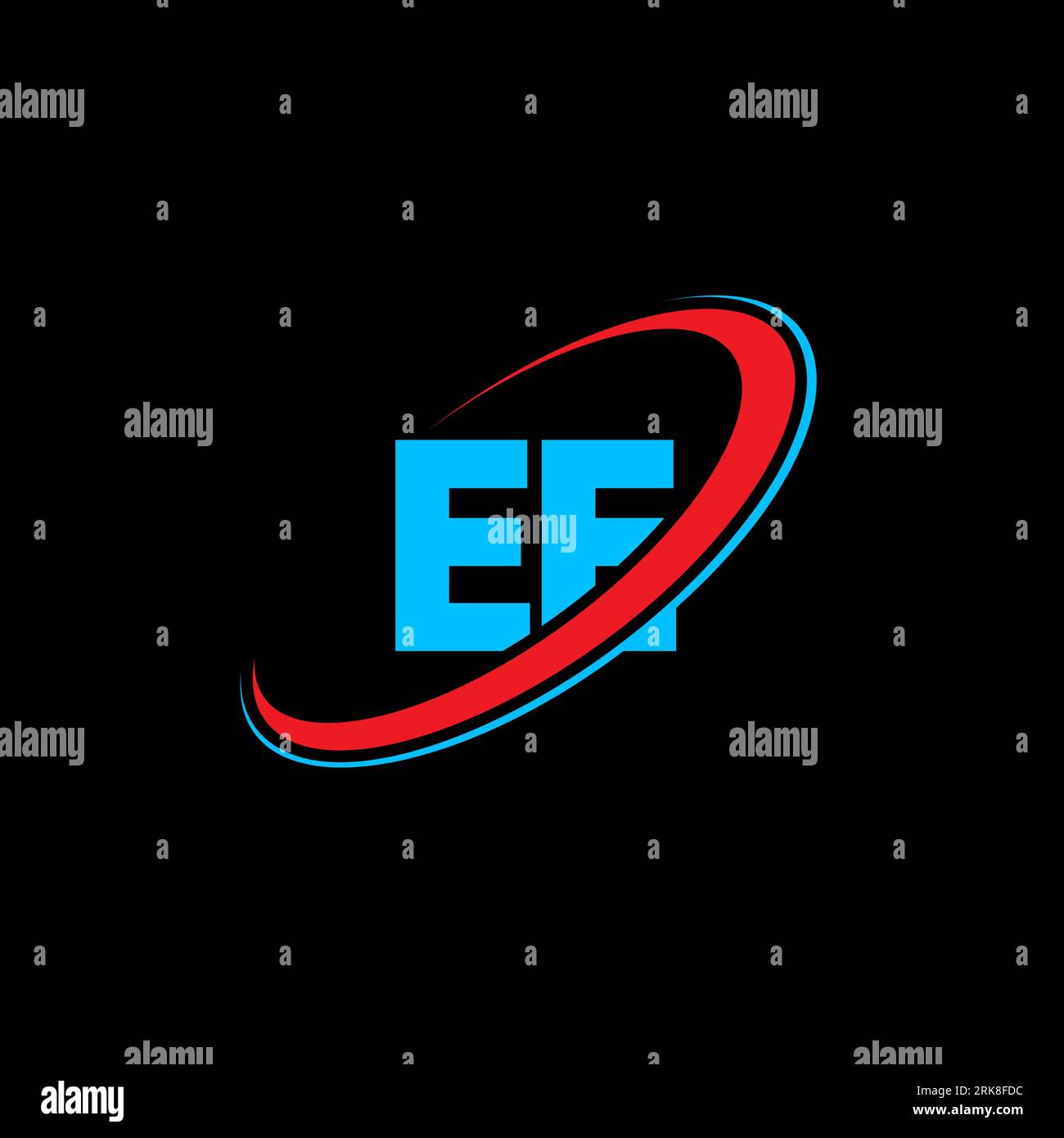 EE E E letter logo design. Initial letter EE linked circle uppercase monogram logo red and blue. EE logo, E E design. ee, e e Stock Vector