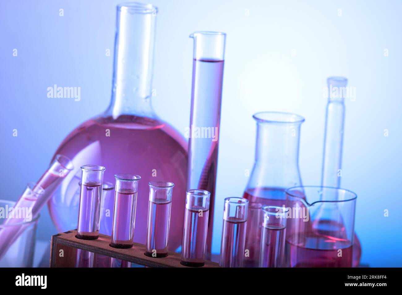 Chemical laboratory with glass test tubes and flasks Stock Photo - Alamy