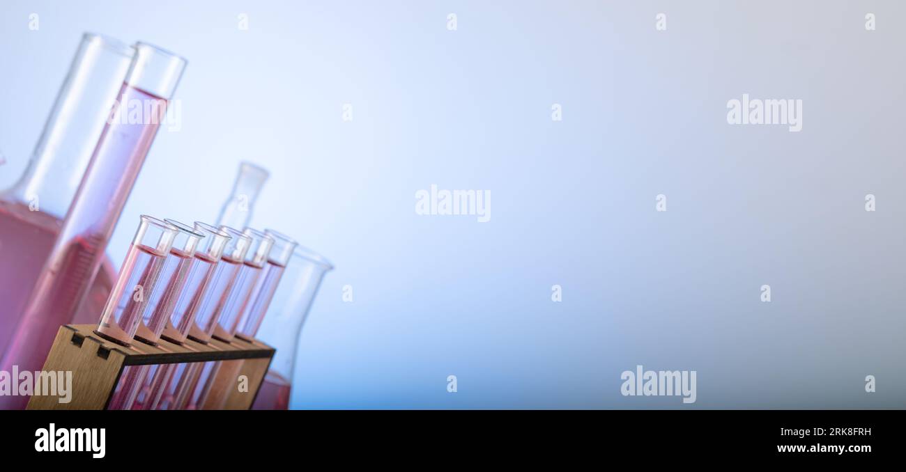 Chemical laboratory with glass test tubes and flasks Stock Photo - Alamy