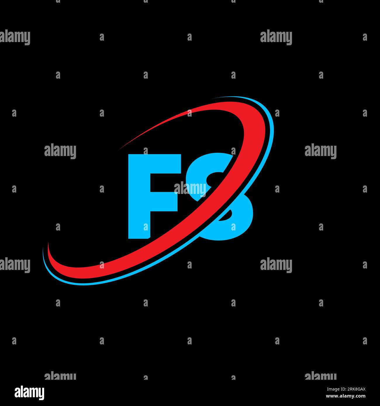 FS F S letter logo design. Initial letter FS linked circle uppercase monogram logo red and blue