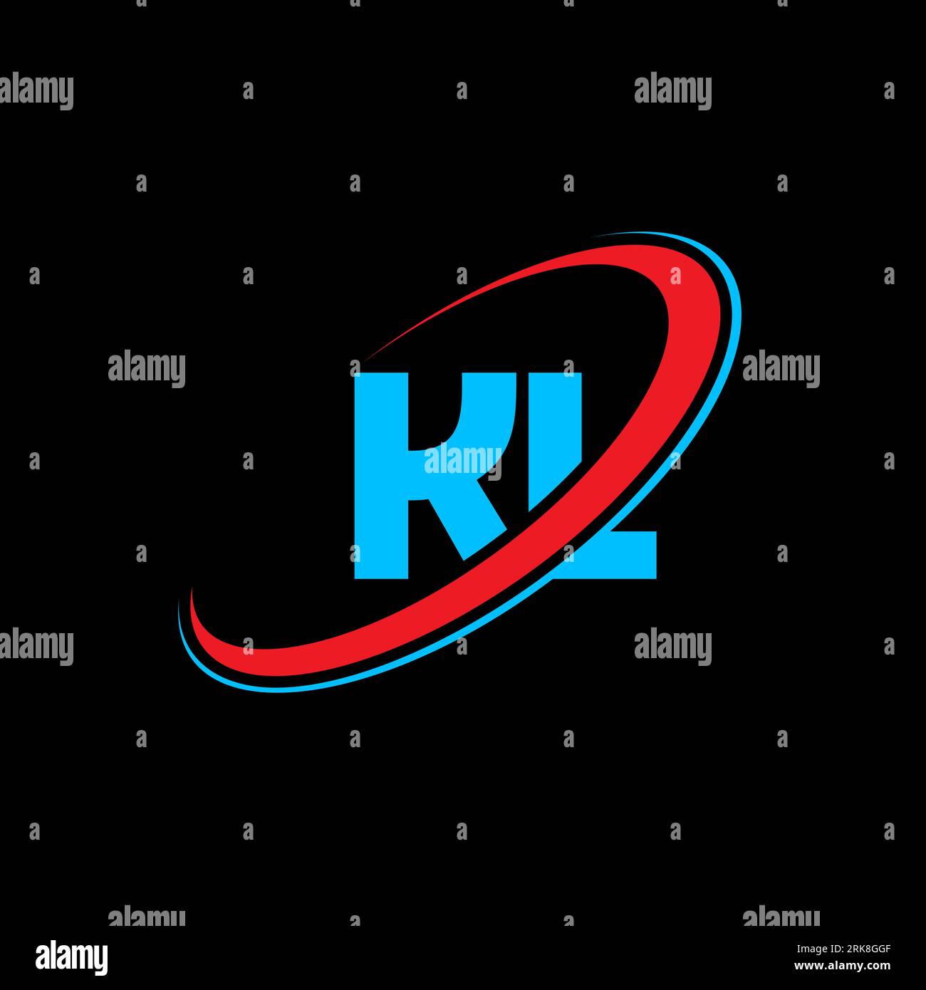 KL K L letter logo design. Initial letter KL linked circle uppercase monogram logo red and blue. KL logo, K L design. kl, k l Stock Vector