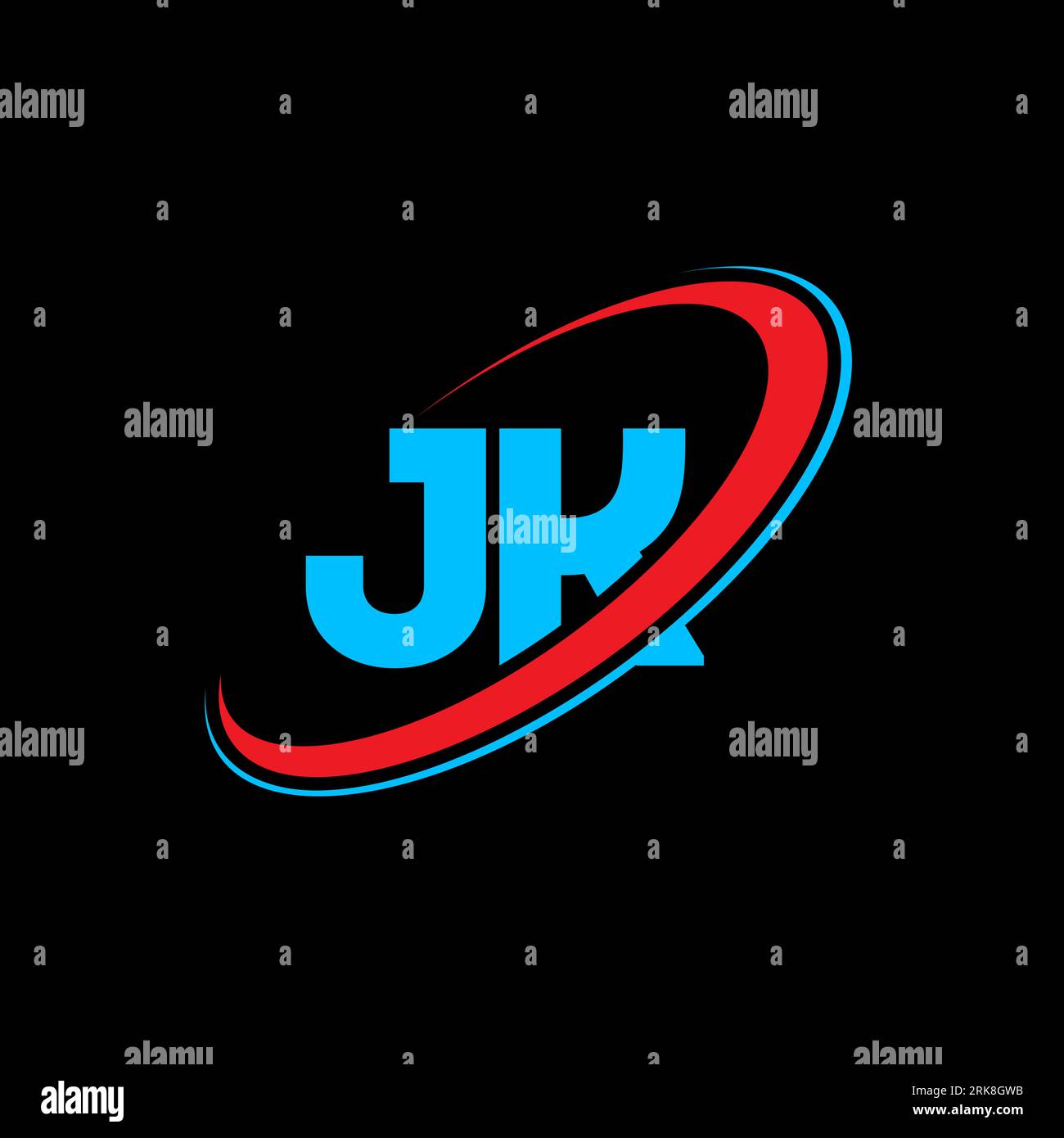 JK J K letter logo design. Initial letter JK linked circle uppercase ...