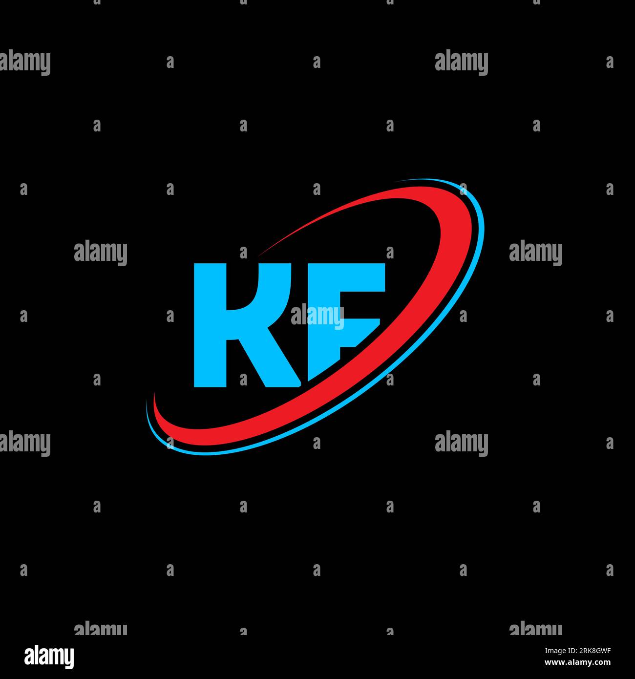 KF K F letter logo design. Initial letter KF linked circle uppercase ...
