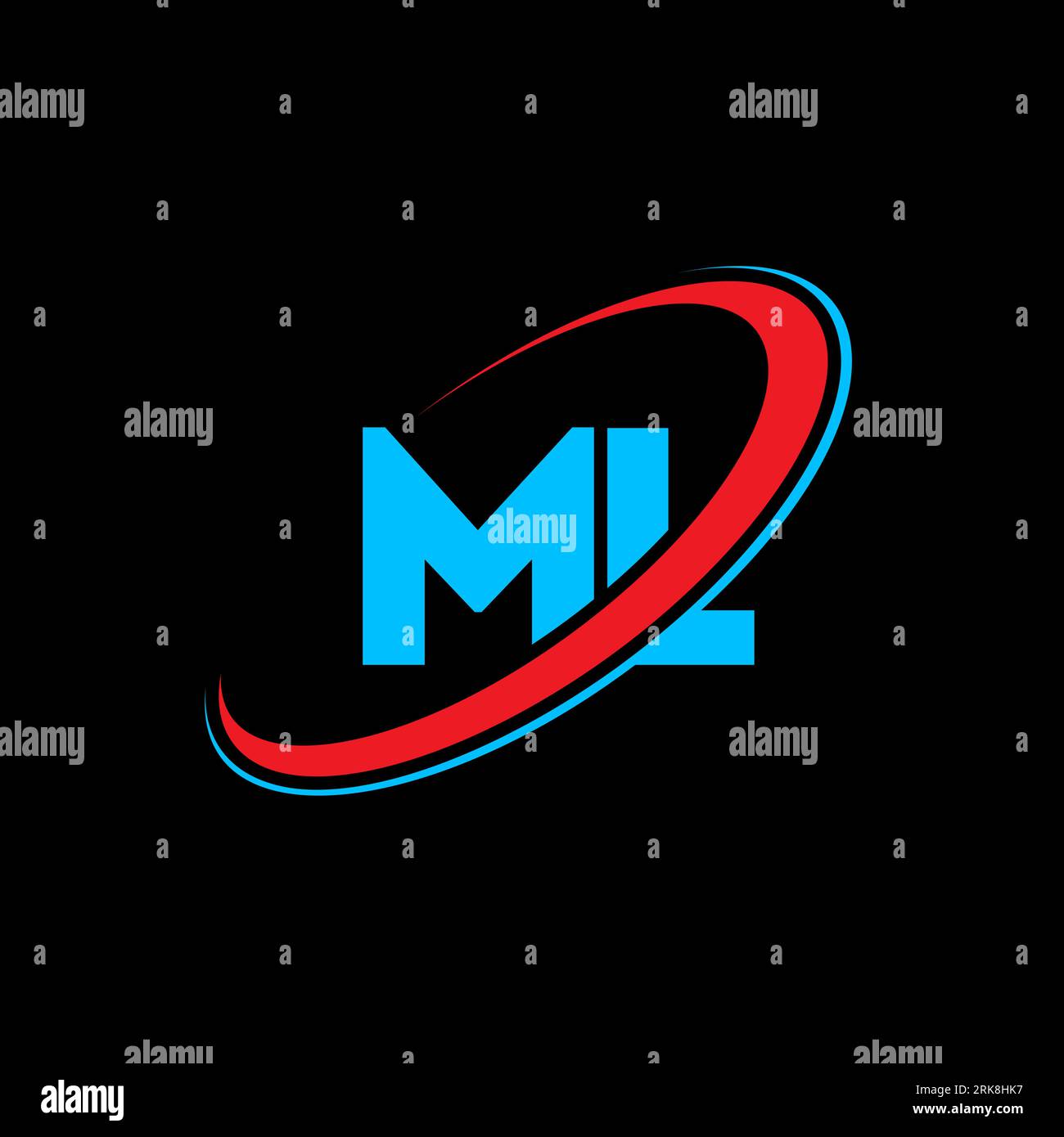 ML M L letter logo design. Initial letter ML linked circle uppercase ...