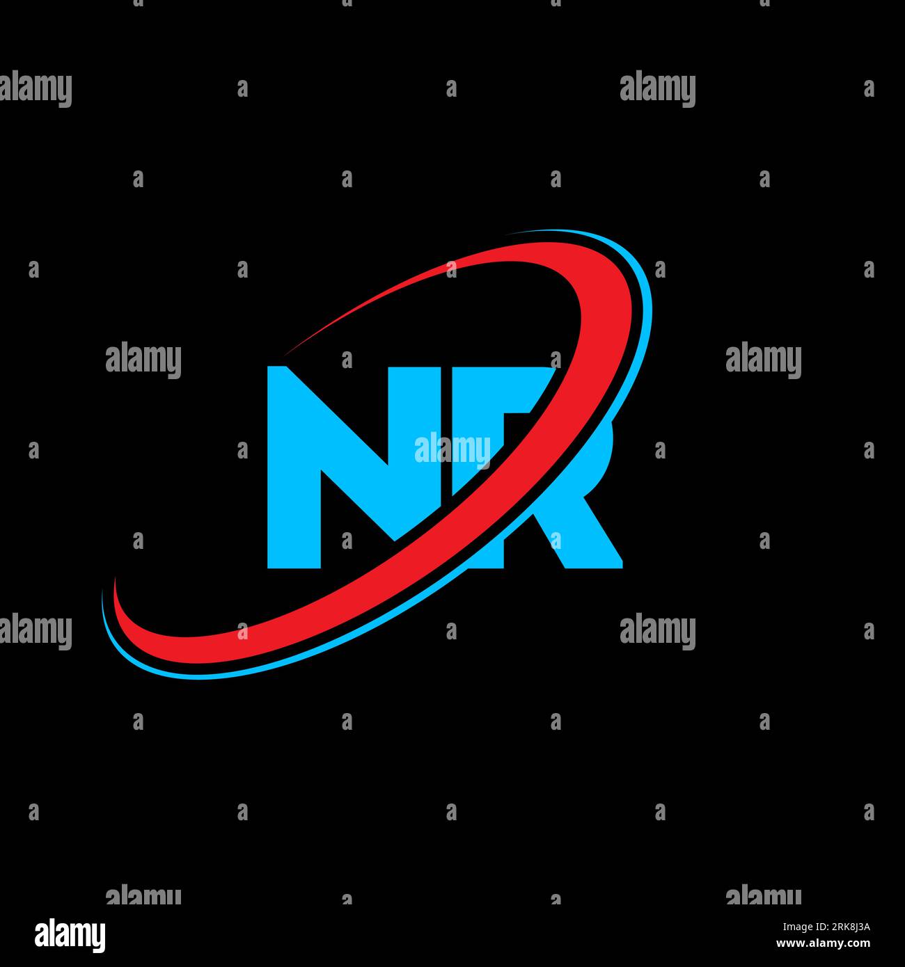 NR N R letter logo design. Initial letter NR linked circle uppercase ...