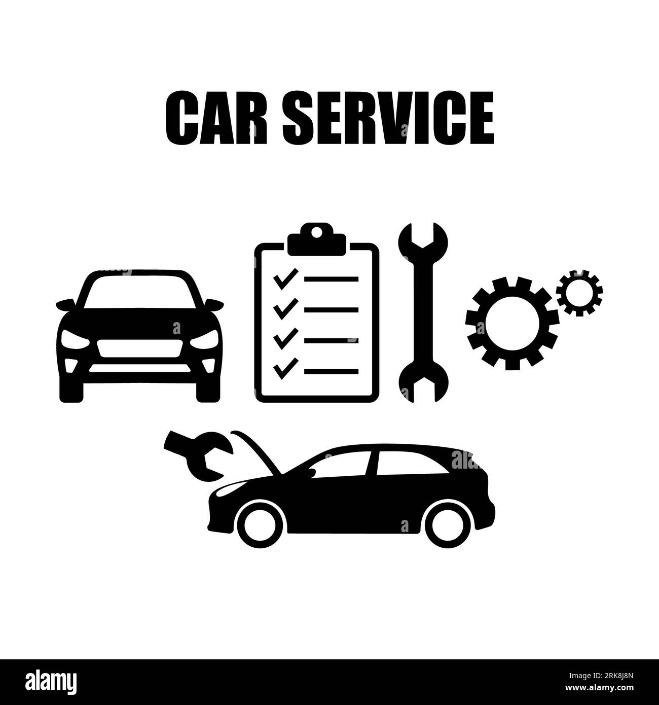 Car service equipment set Black and White Stock Photos & Images - Alamy