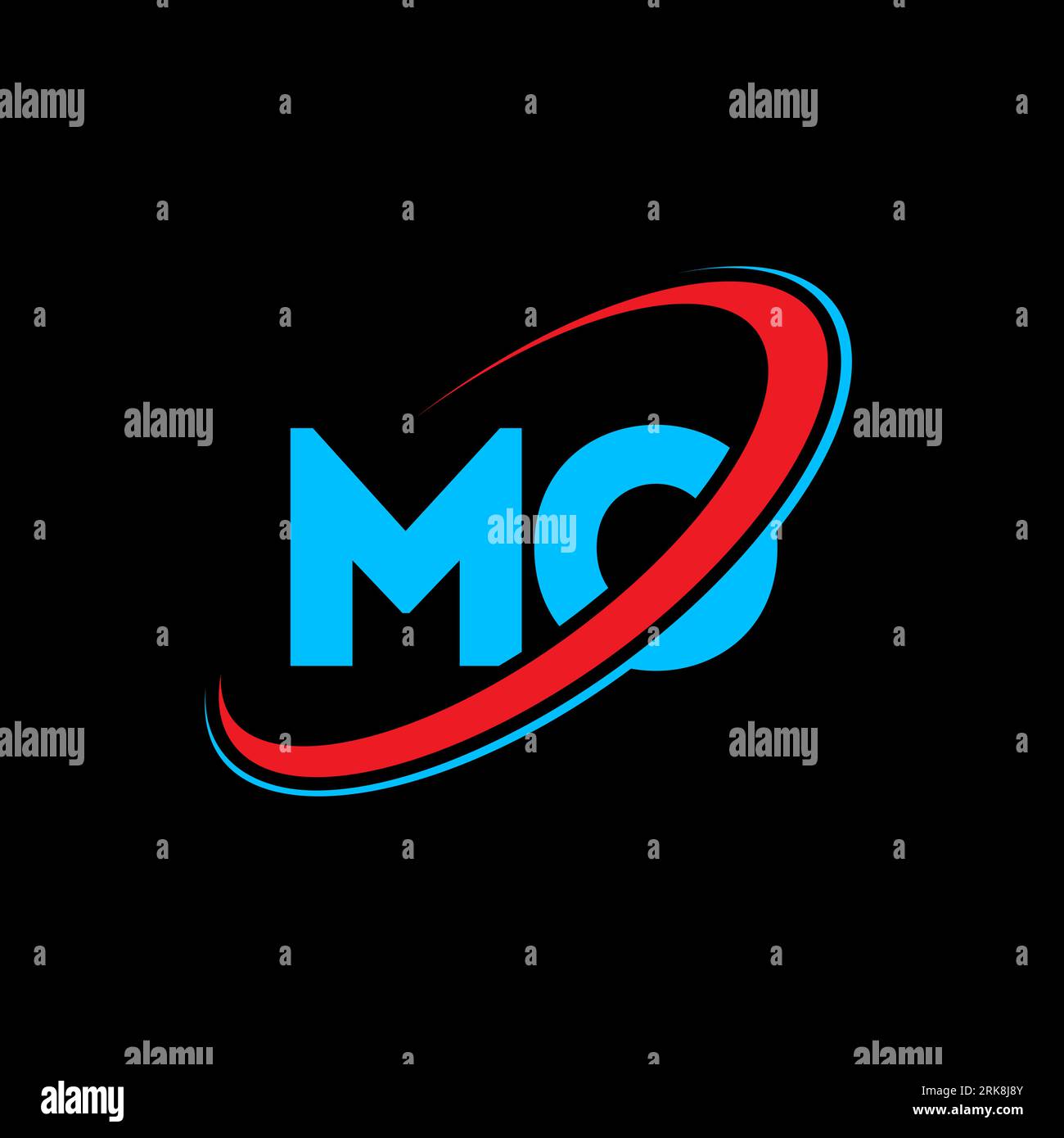 MO M O letter logo design. Initial letter MO linked circle uppercase ...