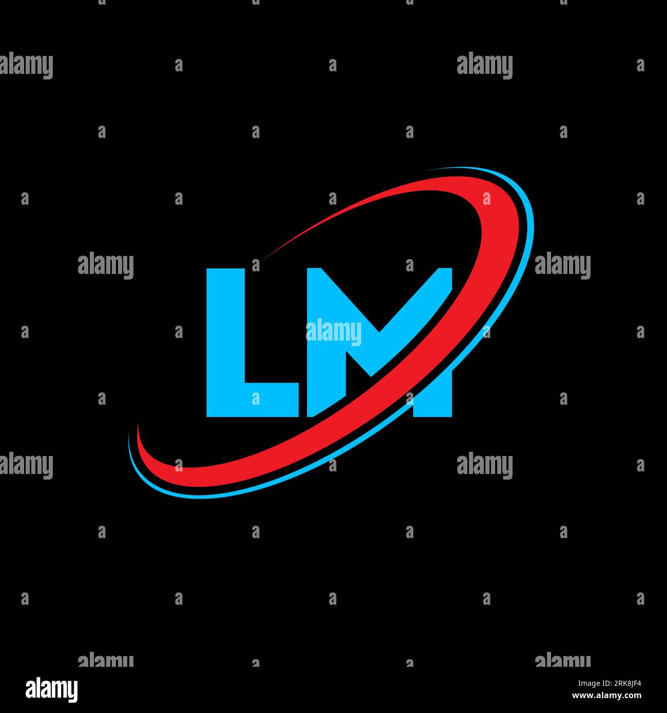 LM L M letter logo design. Initial letter LM linked circle uppercase monogram logo red and blue. LM logo, L M design. lm, l m Stock Vector