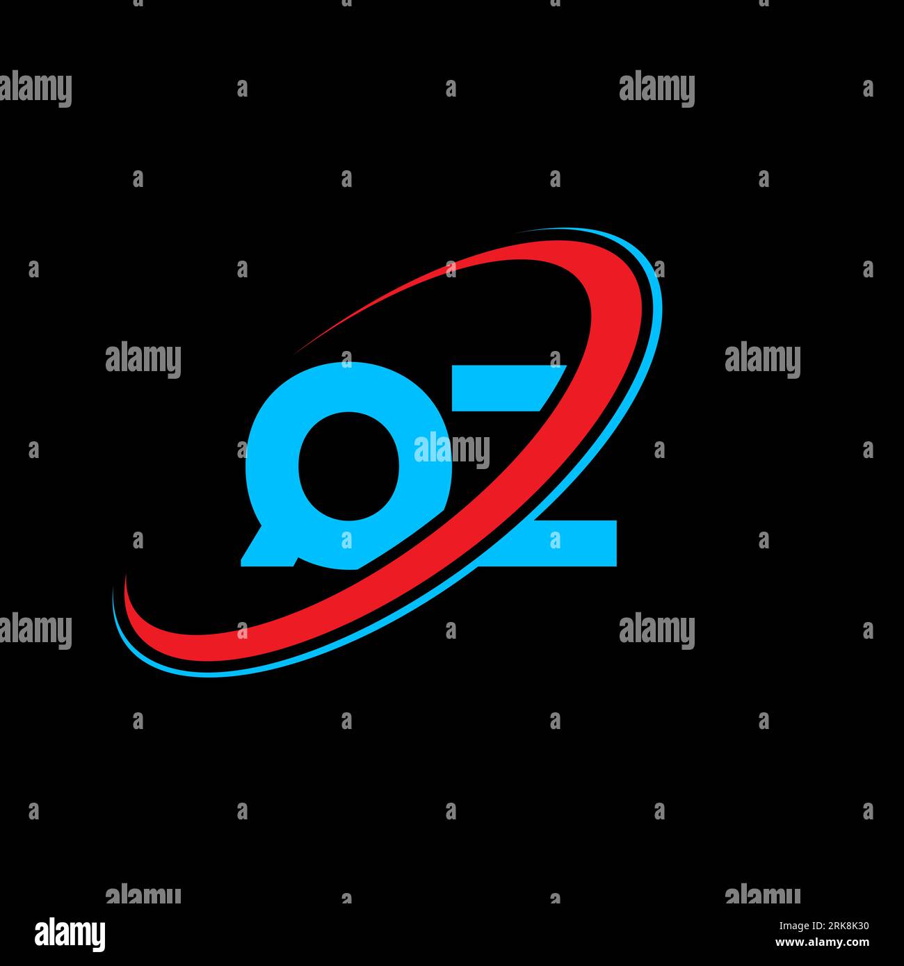 QZ Q Z letter logo design. Initial letter QZ linked circle uppercase ...