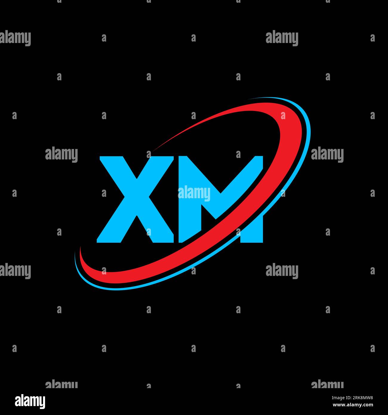 XM X M letter logo design. Initial letter XM linked circle uppercase