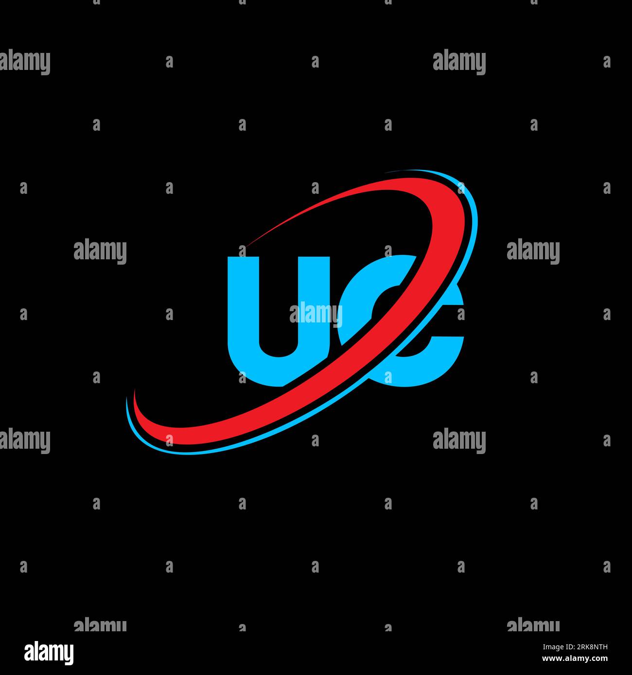 UC U C letter logo design. Initial letter UC linked circle uppercase ...