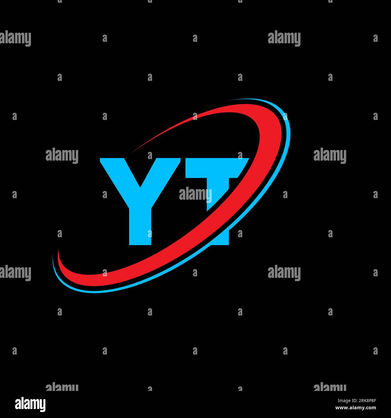 YT Y T letter logo design. Initial letter YT linked circle uppercase ...