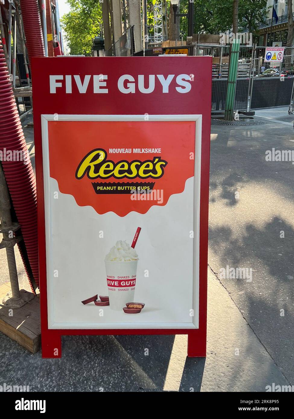 France. 15th June, 2023. A sign advertises a new milkshake made with Reese's Peanut Butter Cups