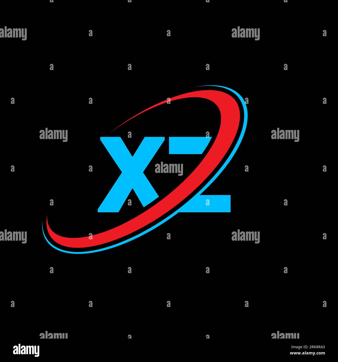 XZ X Z letter logo design. Initial letter XZ linked circle uppercase