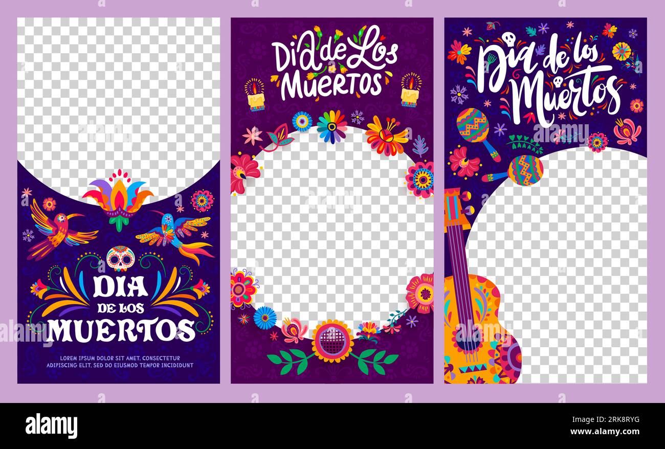 Dia de Los Muertos social media templates, Day of Dead banners with Dia de Los Muertos social media templates, Day of Dead banners with