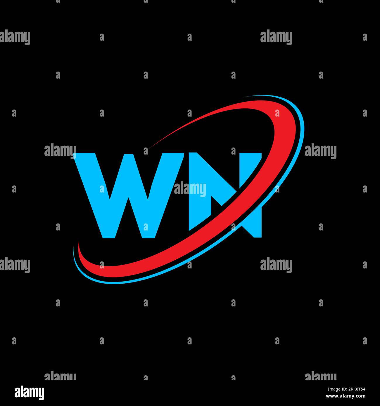 WN W N letter logo design. Initial letter WN linked circle uppercase ...