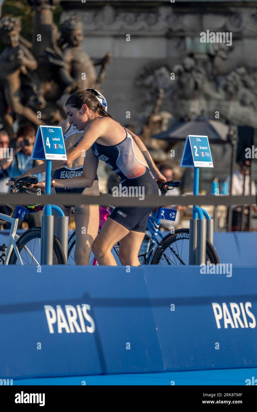 Paris, France 08 17 2023 Paris 2024 triathlon test event. Women