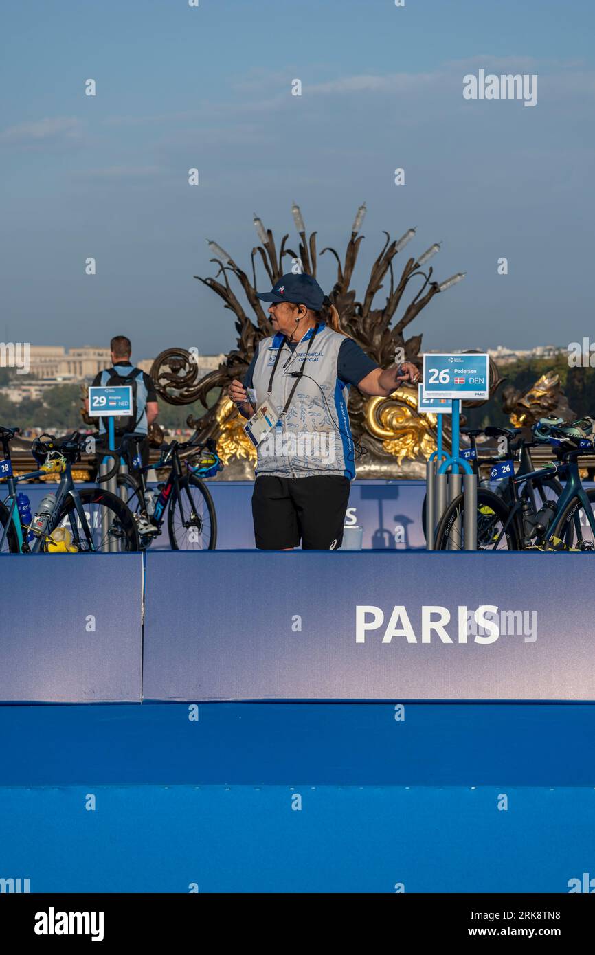 Paris, France 08 17 2023 Paris 2024 triathlon test event. The